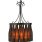 Meyda Lighting Tuscan Vineyard 18" 5-Light Textured Black Villa Chandelier With Amber Wine Bottle Shade Glass