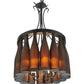 Meyda Lighting Tuscan Vineyard 18" 5-Light Textured Black Villa Chandelier With Amber Wine Bottle Shade Glass