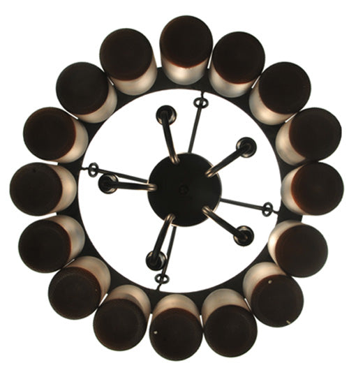 Meyda Lighting Tuscan Vineyard 18" 5-Light Textured Black Villa Chandelier With Amber Wine Bottle Shade Glass