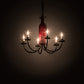 Meyda Lighting Tuscan Vineyard 18" 6-Light Timeless Bronze Chandelier With Red Bottle Shade Glass