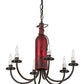 Meyda Lighting Tuscan Vineyard 18" 6-Light Timeless Bronze Chandelier With Red Bottle Shade Glass