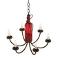 Meyda Lighting Tuscan Vineyard 18" 6-Light Timeless Bronze Chandelier With Red Bottle Shade Glass