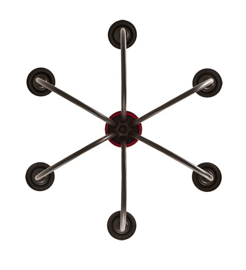 Meyda Lighting Tuscan Vineyard 18" 6-Light Timeless Bronze Chandelier With Red Bottle Shade Glass