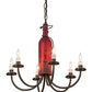 Meyda Lighting Tuscan Vineyard 18" 6-Light Timeless Bronze Chandelier With Red Bottle Shade Glass