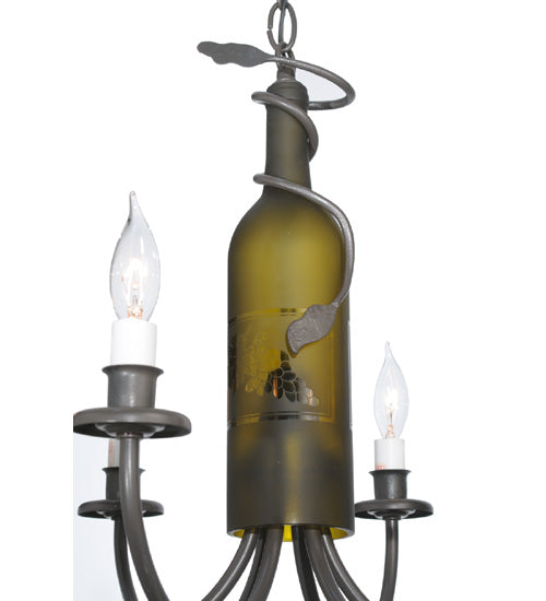 Meyda Lighting Tuscan Vineyard 18" 6-Light Timeless Bronze Wine Bottle Chandelier