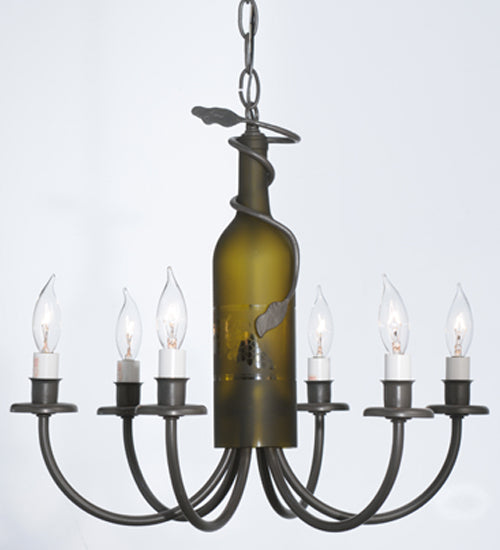 Meyda Lighting Tuscan Vineyard 18" 6-Light Timeless Bronze Wine Bottle Chandelier