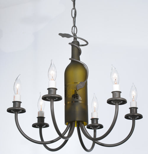 Meyda Lighting Tuscan Vineyard 18" 6-Light Timeless Bronze Wine Bottle Chandelier