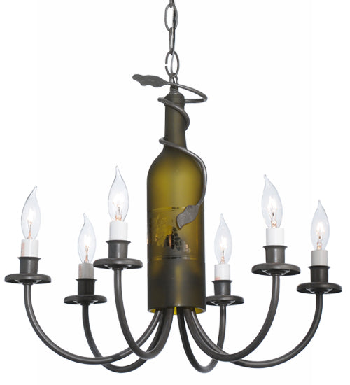 Meyda Lighting Tuscan Vineyard 18" 6-Light Timeless Bronze Wine Bottle Chandelier