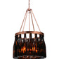 Meyda Lighting Tuscan Vineyard 19" 5-Light Copper Vein Estate Chandelier With 16 Wine Bottle Amber Mica Shade Glass