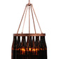 Meyda Lighting Tuscan Vineyard 19" 5-Light Copper Vein Estate Chandelier With 16 Wine Bottle Amber Mica Shade Glass