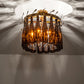 Meyda Lighting Tuscan Vineyard 19" 5-Light Light Burnished Transparent Gold Estate Chandelier With 16 Amber Wine Bottles Shade Glass