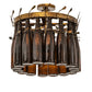 Meyda Lighting Tuscan Vineyard 19" 5-Light Light Burnished Transparent Gold Estate Chandelier With 16 Amber Wine Bottles Shade Glass