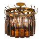 Meyda Lighting Tuscan Vineyard 19" 5-Light Light Burnished Transparent Gold Estate Chandelier With 16 Amber Wine Bottles Shade Glass