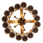 Meyda Lighting Tuscan Vineyard 19" 5-Light Light Burnished Transparent Gold Estate Chandelier With 16 Amber Wine Bottles Shade Glass