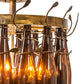 Meyda Lighting Tuscan Vineyard 19" 5-Light Light Burnished Transparent Gold Estate Chandelier With 16 Amber Wine Bottles Shade Glass