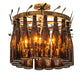 Meyda Lighting Tuscan Vineyard 19" 5-Light Light Burnished Transparent Gold Estate Chandelier With 16 Amber Wine Bottles Shade Glass