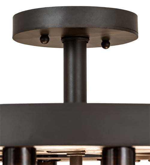Meyda Lighting Tuscan Vineyard 19" 5-Light Oil Rubbed Bronze Chandelier With 16 Amber Wine Bottle Shade Glass