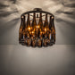 Meyda Lighting Tuscan Vineyard 19" 5-Light Oil Rubbed Bronze Chandelier With 16 Amber Wine Bottle Shade Glass