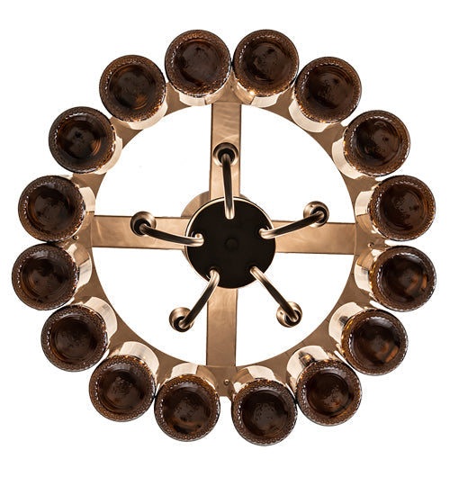 Meyda Lighting Tuscan Vineyard 19" 5-Light Oil Rubbed Bronze Chandelier With 16 Amber Wine Bottle Shade Glass
