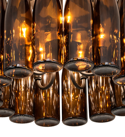 Meyda Lighting Tuscan Vineyard 19" 5-Light Oil Rubbed Bronze Chandelier With 16 Amber Wine Bottle Shade Glass