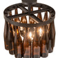 Meyda Lighting Tuscan Vineyard 19" 5-Light Textured Black Chandelier With 16 Amber Wine Bottle Shade Glass