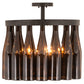 Meyda Lighting Tuscan Vineyard 19" 5-Light Textured Black Chandelier With 16 Amber Wine Bottle Shade Glass