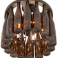Meyda Lighting Tuscan Vineyard 19" 5-Light Textured Black Chandelier With 16 Amber Wine Bottle Shade Glass