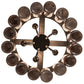 Meyda Lighting Tuscan Vineyard 19" 5-Light Textured Black Chandelier With 16 Amber Wine Bottle Shade Glass