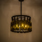 Meyda Lighting Tuscan Vineyard 19" 5-Light Textured Black Estate Chandelier With 16 Green Wine Bottle Shade Glass