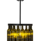 Meyda Lighting Tuscan Vineyard 19" 5-Light Textured Black Estate Chandelier With 16 Green Wine Bottle Shade Glass