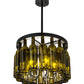 Meyda Lighting Tuscan Vineyard 19" 5-Light Textured Black Estate Chandelier With 16 Green Wine Bottle Shade Glass