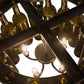 Meyda Lighting Tuscan Vineyard 19" 5-Light Textured Black Flush Mount Light With 16 Green Wine Bottle Shade Glass