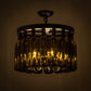 Meyda Lighting Tuscan Vineyard 19" 5-Light Textured Black Flush Mount Light With 16 Green Wine Bottle Shade Glass
