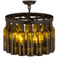 Meyda Lighting Tuscan Vineyard 19" 5-Light Textured Black Flush Mount Light With 16 Green Wine Bottle Shade Glass