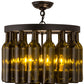Meyda Lighting Tuscan Vineyard 19" 5-Light Textured Black Flush Mount Light With 16 Green Wine Bottle Shade Glass