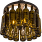 Meyda Lighting Tuscan Vineyard 19" 5-Light Textured Black Flush Mount Light With 16 Green Wine Bottle Shade Glass