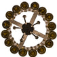 Meyda Lighting Tuscan Vineyard 19" 5-Light Textured Black Flush Mount Light With 16 Green Wine Bottle Shade Glass