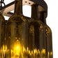 Meyda Lighting Tuscan Vineyard 19" 5-Light Textured Black Flush Mount Light With 16 Green Wine Bottle Shade Glass