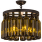 Meyda Lighting Tuscan Vineyard 19" 5-Light Textured Black Flush Mount Light With 16 Green Wine Bottle Shade Glass