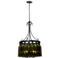 Meyda Lighting Tuscan Vineyard 19" 5-Light Textured Black Villa Chandelier With 16 Wine Bottle Green Mica Shade Glass