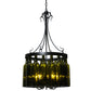 Meyda Lighting Tuscan Vineyard 19" 5-Light Textured Black Villa Chandelier With 16 Wine Bottle Green Mica Shade Glass