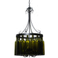 Meyda Lighting Tuscan Vineyard 19" 5-Light Textured Black Villa Chandelier With 16 Wine Bottle Green Mica Shade Glass