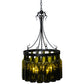 Meyda Lighting Tuscan Vineyard 19" 5-Light Textured Black Villa Chandelier With 16 Wine Bottle Green Mica Shade Glass