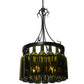Meyda Lighting Tuscan Vineyard 19" 5-Light Textured Black Villa Chandelier With 16 Wine Bottle Green Mica Shade Glass