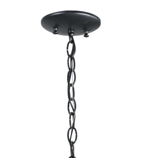 Meyda Lighting Tuscan Vineyard 19" 5-Light Textured Black Villa Chandelier With 16 Wine Bottle Green Mica Shade Glass