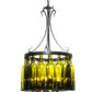 Meyda Lighting Tuscan Vineyard 19" 5-Light Textured Black Villa Chandelier With 16 Wine Bottle Green Mica Shade Glass