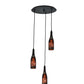 Meyda Lighting Tuscan Vineyard 20" 3-Light Textured Black Dogfish Head Cascading Pendant Light With Wine Bottle Shade Glass