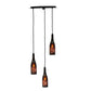 Meyda Lighting Tuscan Vineyard 20" 3-Light Textured Black Dogfish Head Cascading Pendant Light With Wine Bottle Shade Glass
