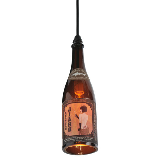 Meyda Lighting Tuscan Vineyard 20" 3-Light Textured Black Dogfish Head Cascading Pendant Light With Wine Bottle Shade Glass