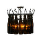 Meyda Lighting Tuscan Vineyard 20" 5-Light Timeless Bronze Estate Chandelier With 16 Amber Wine Bottle Shade Glass